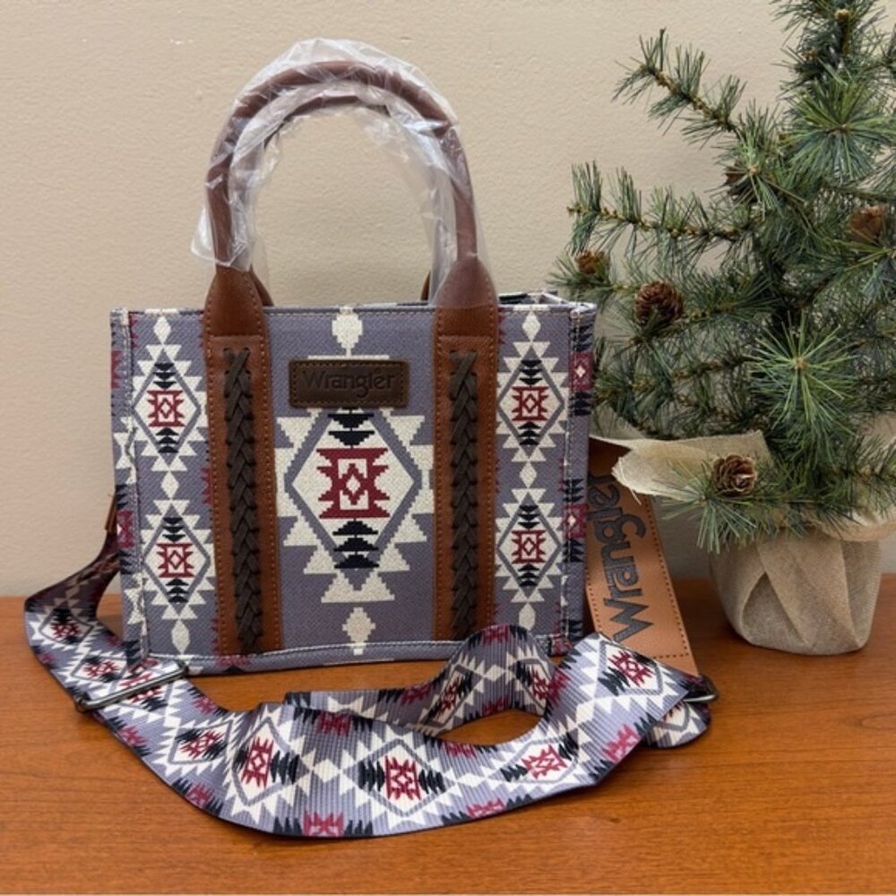 Wrangler Mini Tote Lavender Southwestern Aztec Guitar strap Crossbody Purse